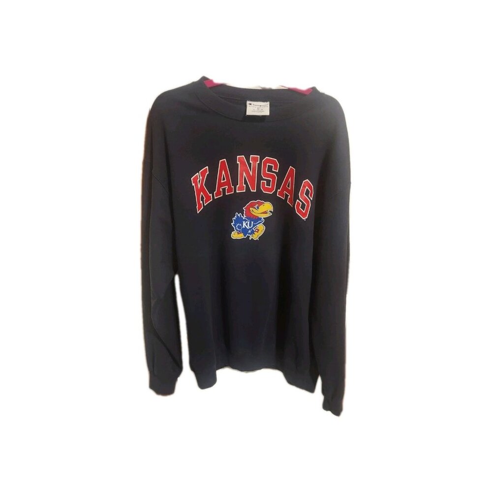 NCAA Kansas Jayhawks Adult XL Champion Blue Sweatshirt‎ Embroidered Bill Self
